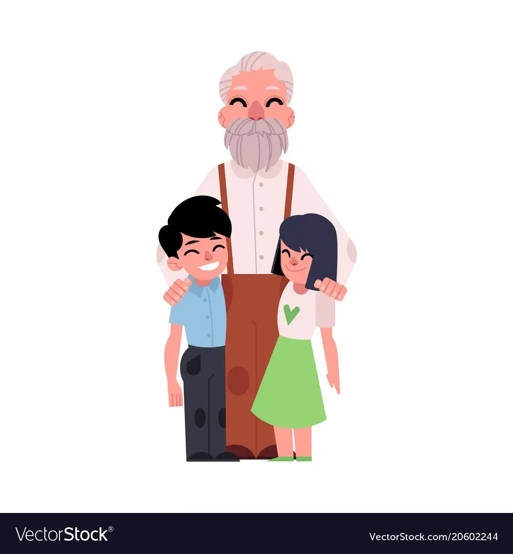 Дедушка и внук вектор