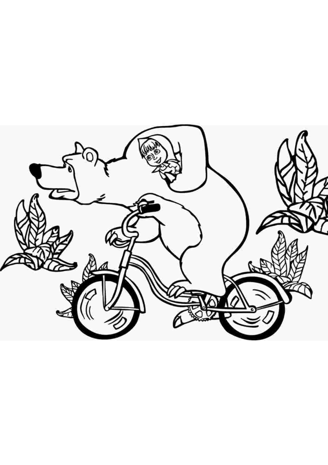 Раскраска дети катаются на велосипеде