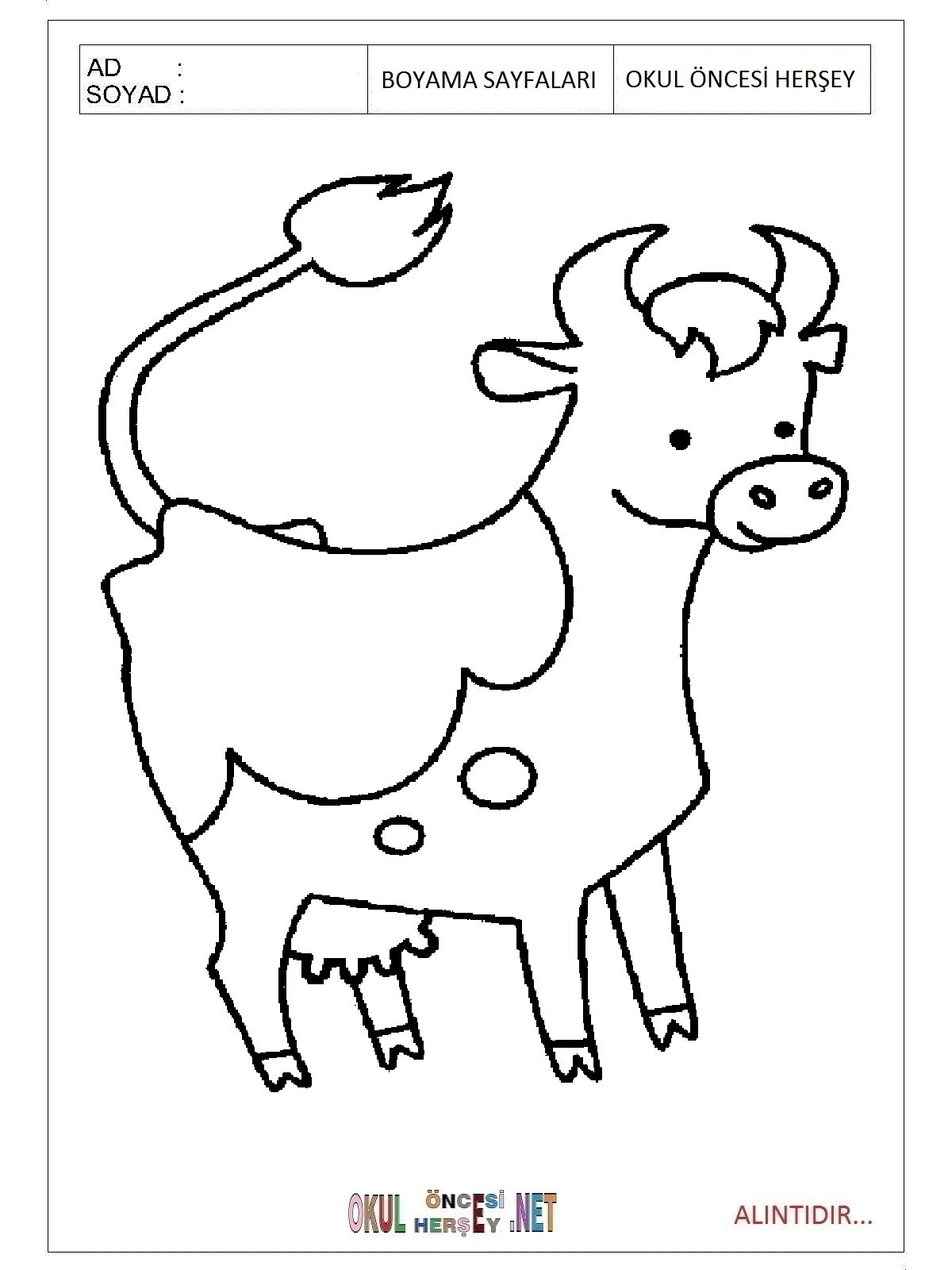 Трафарет коровы для аппликации