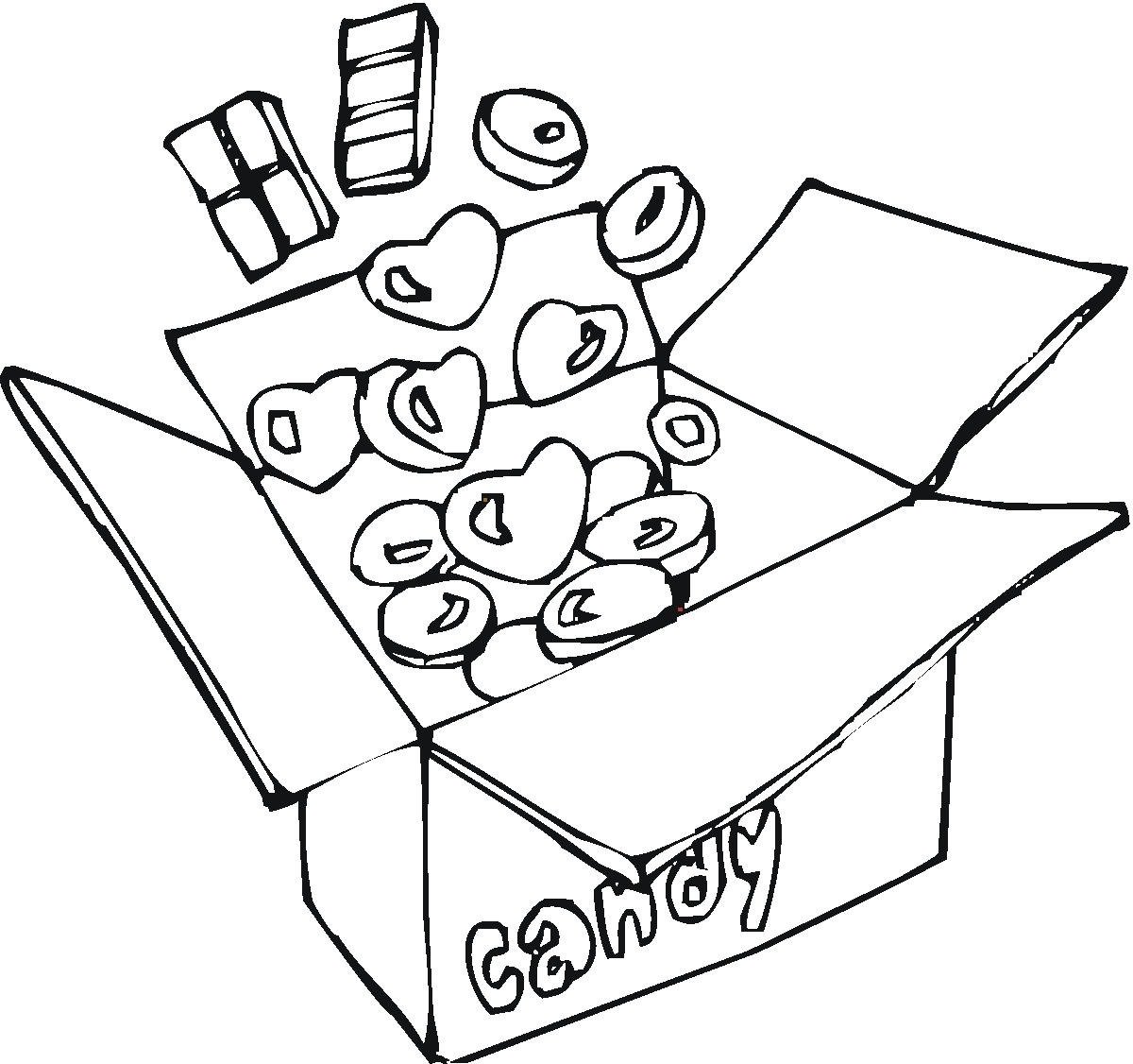 Сладости в коробке раскраска