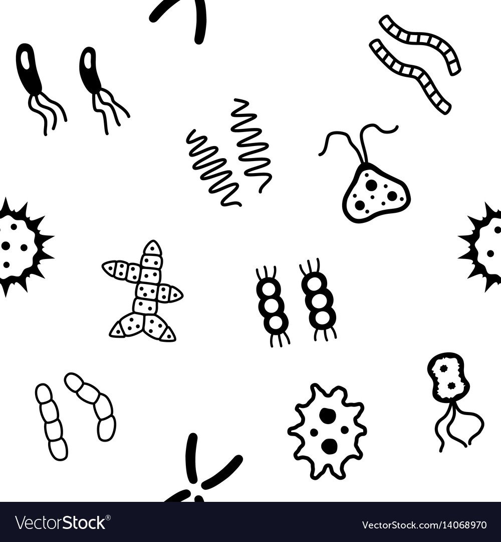 Микробы и вирусы черно-белого