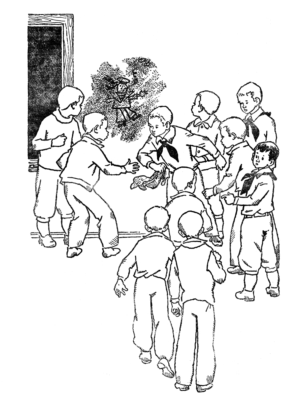 Лев Кассиль у классной доски иллюстрации к рассказу