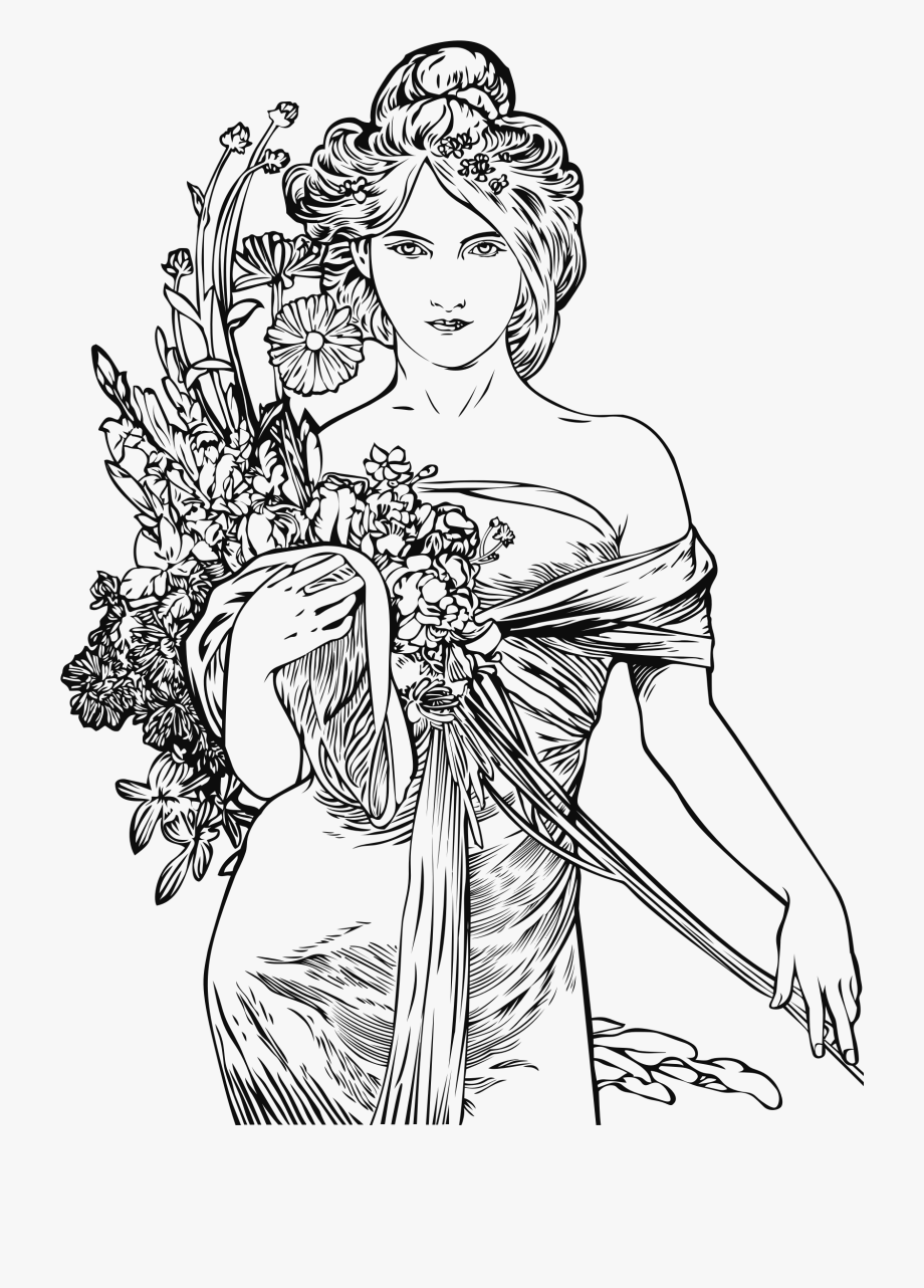 Арт нуво эскиз девушка