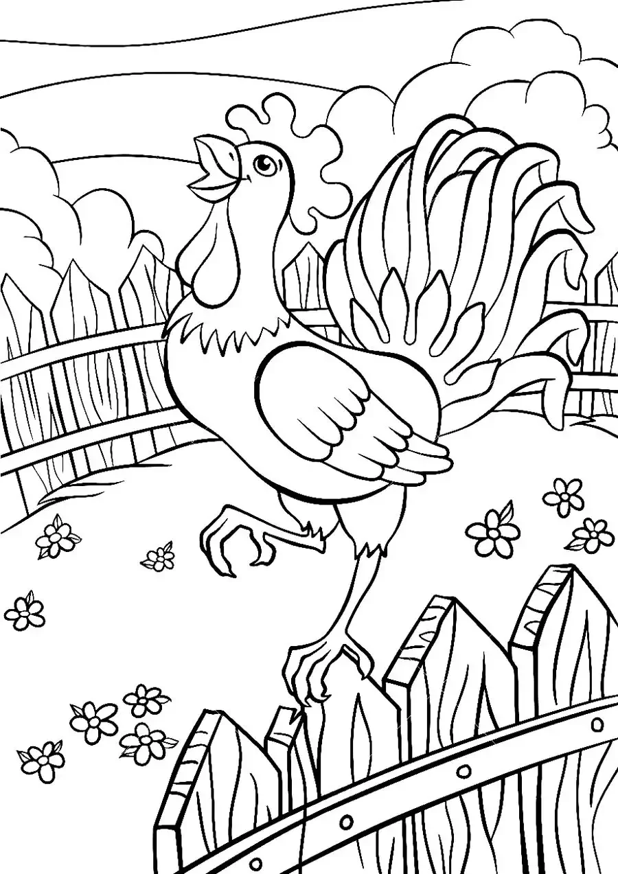 Петух раскраска