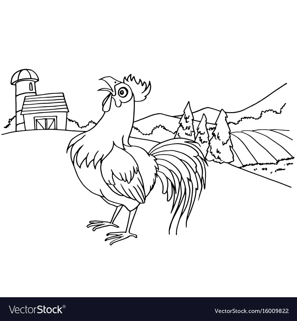 Петушок. Раскраска