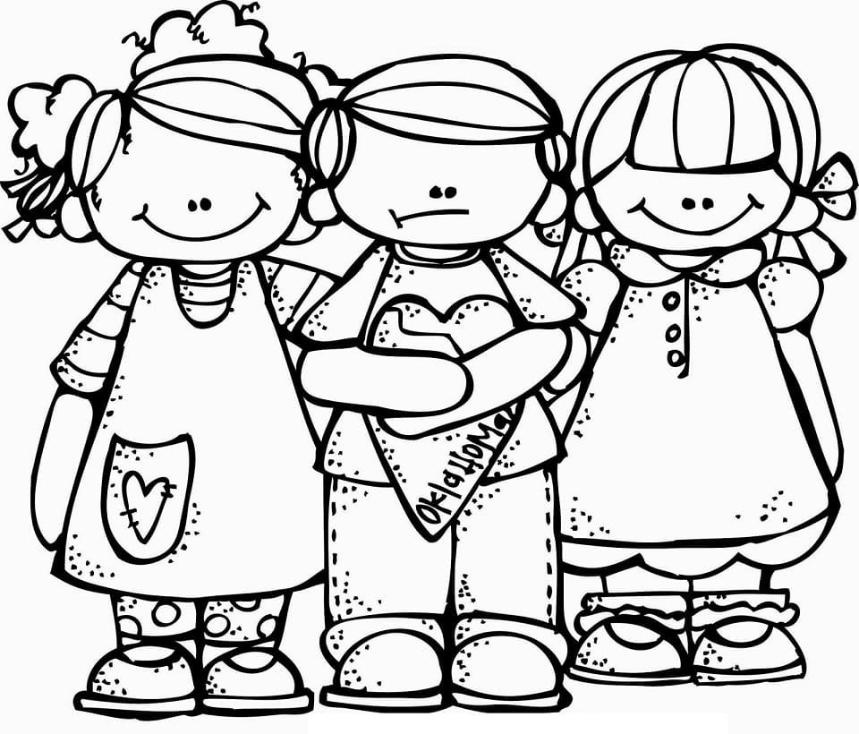 Раскраска много детей