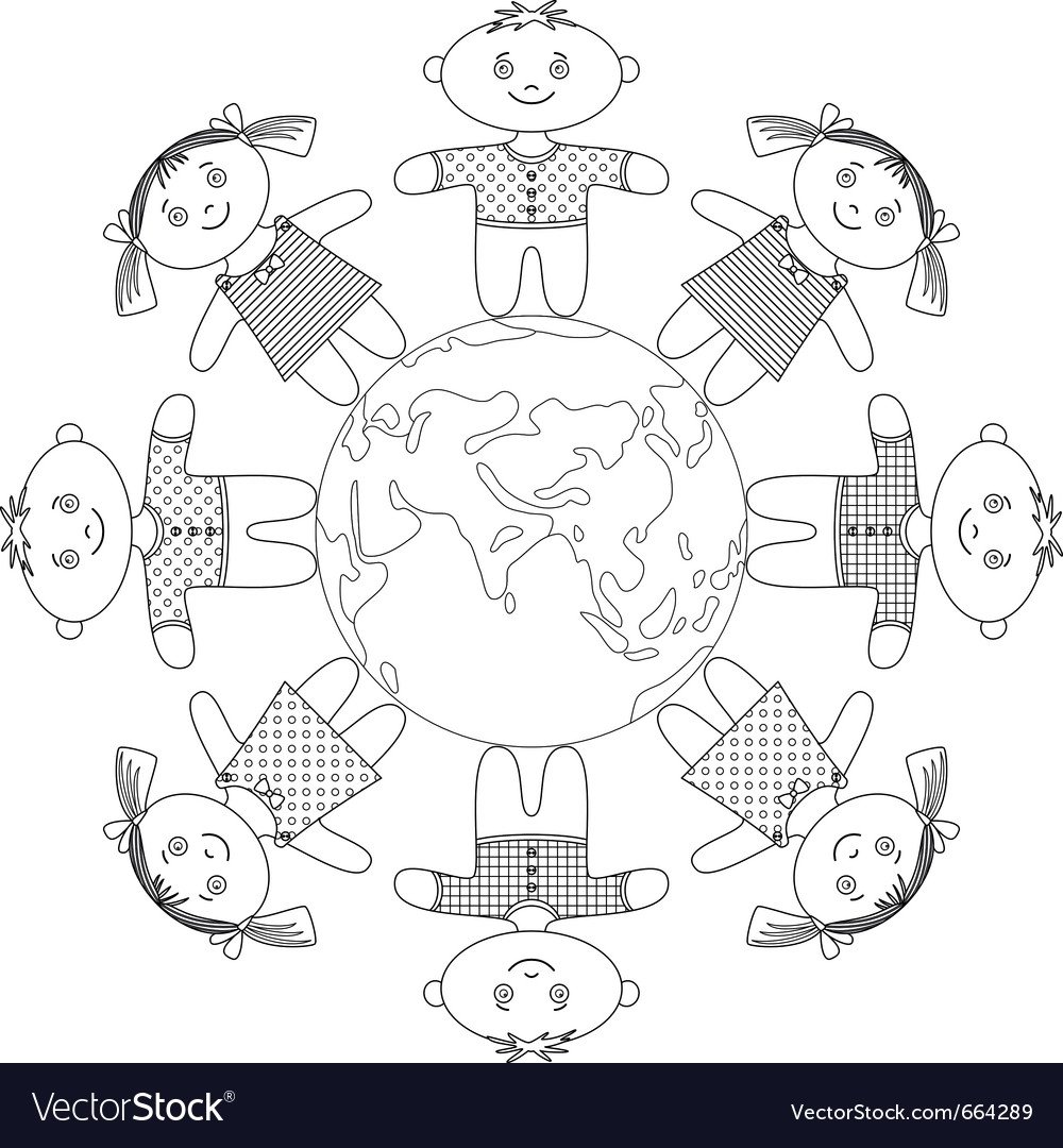 Раскраска дети на земном шаре
