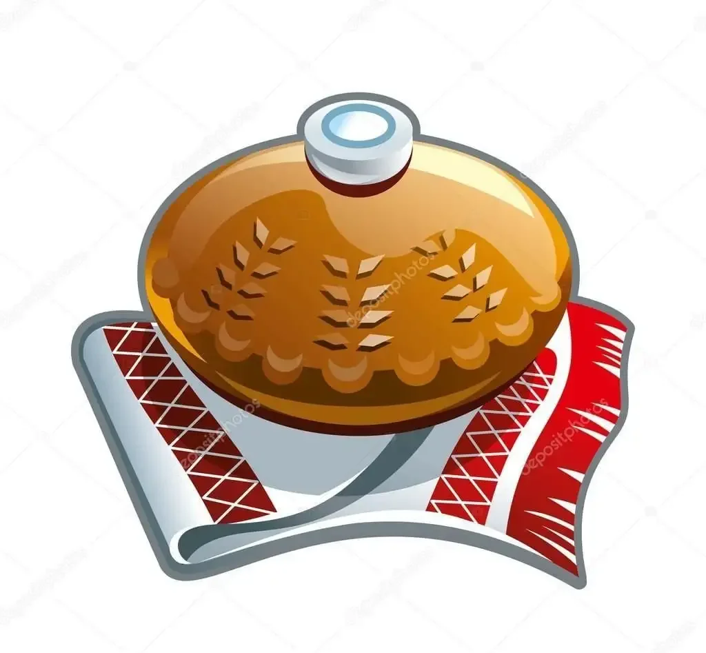 Каравай на рушнике на прозрачном фоне