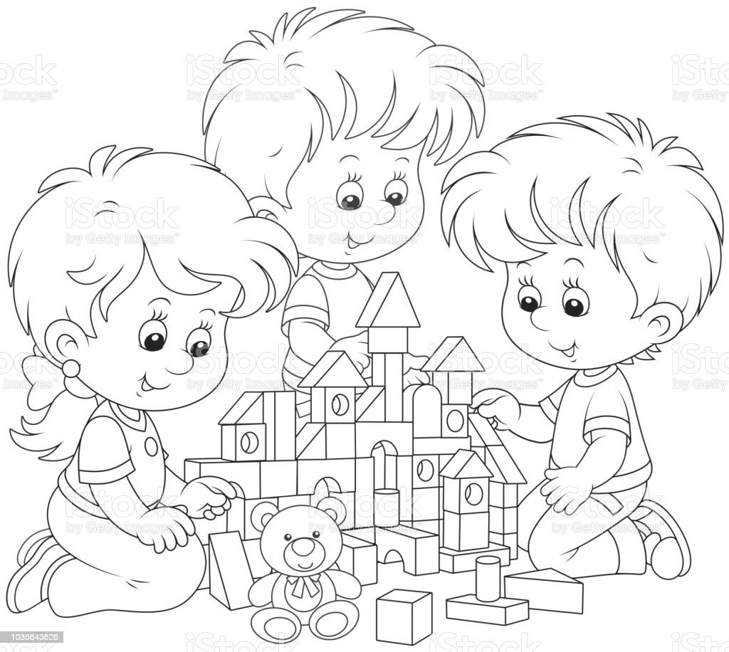 Раскраска детский сад здание