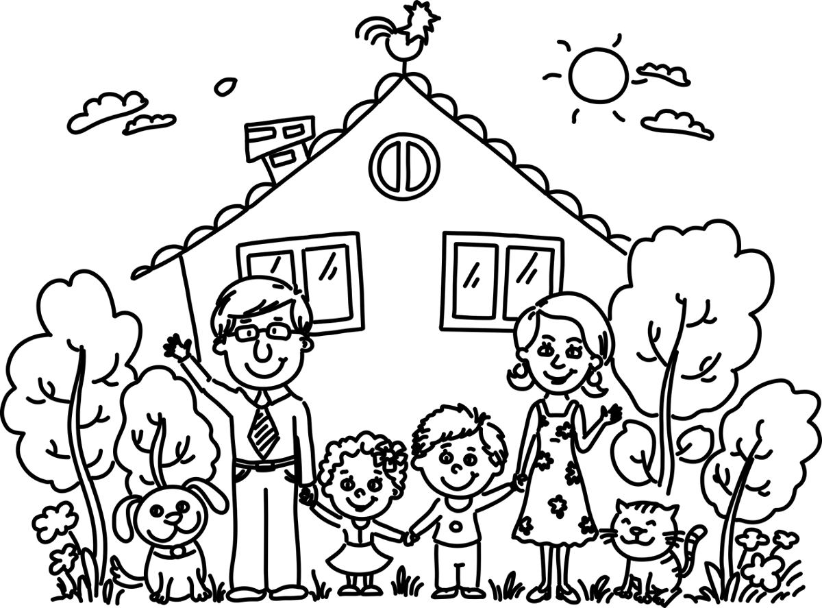 Семья раскраска для детей