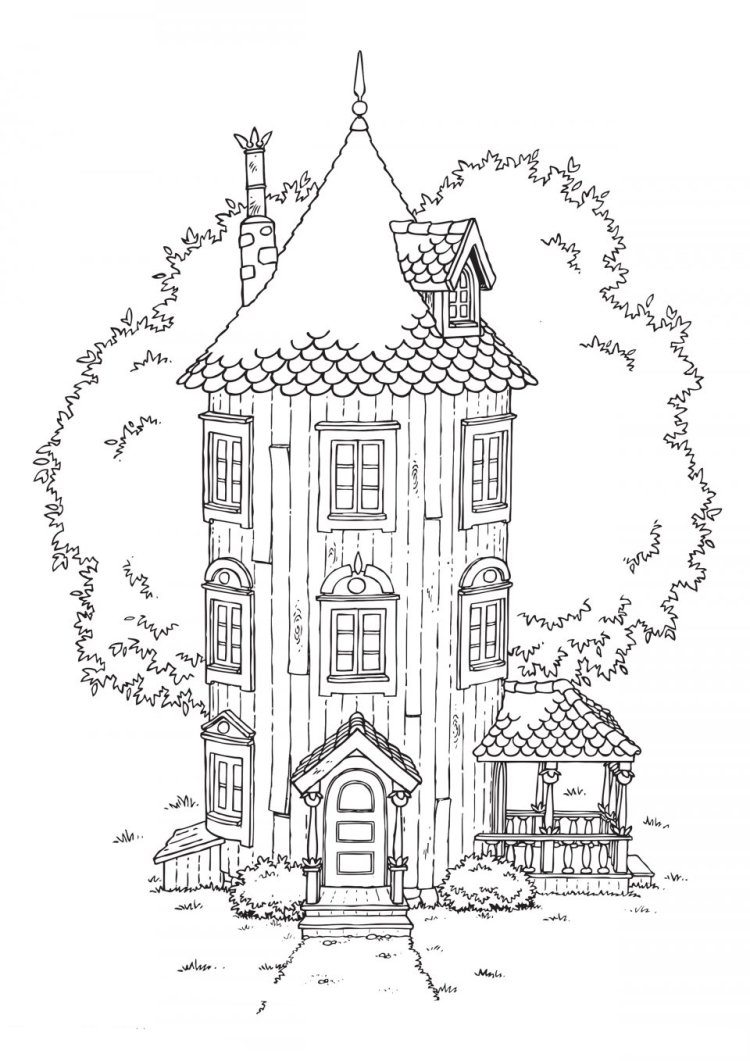 Домик раскраска для малышей