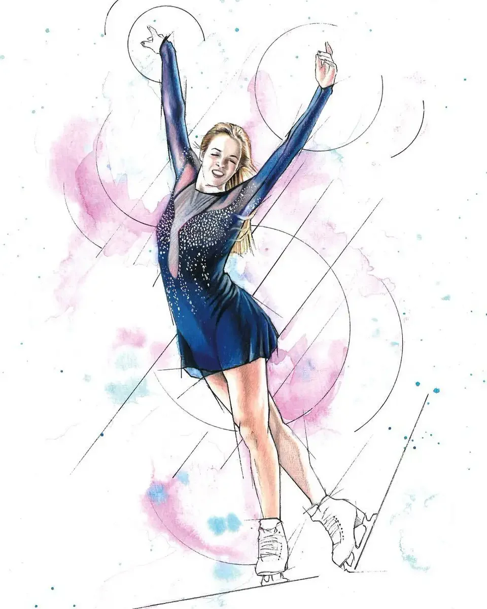 Раскраска кататься на коньках