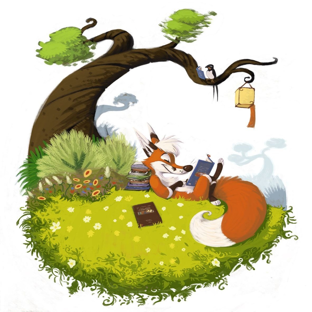 Лиса и волк рисунок