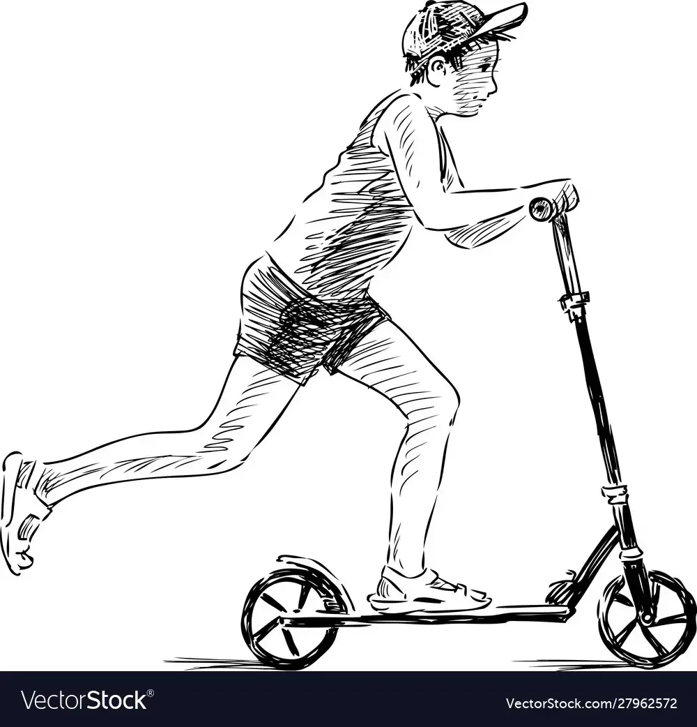 Человек на велосипеде карандашом