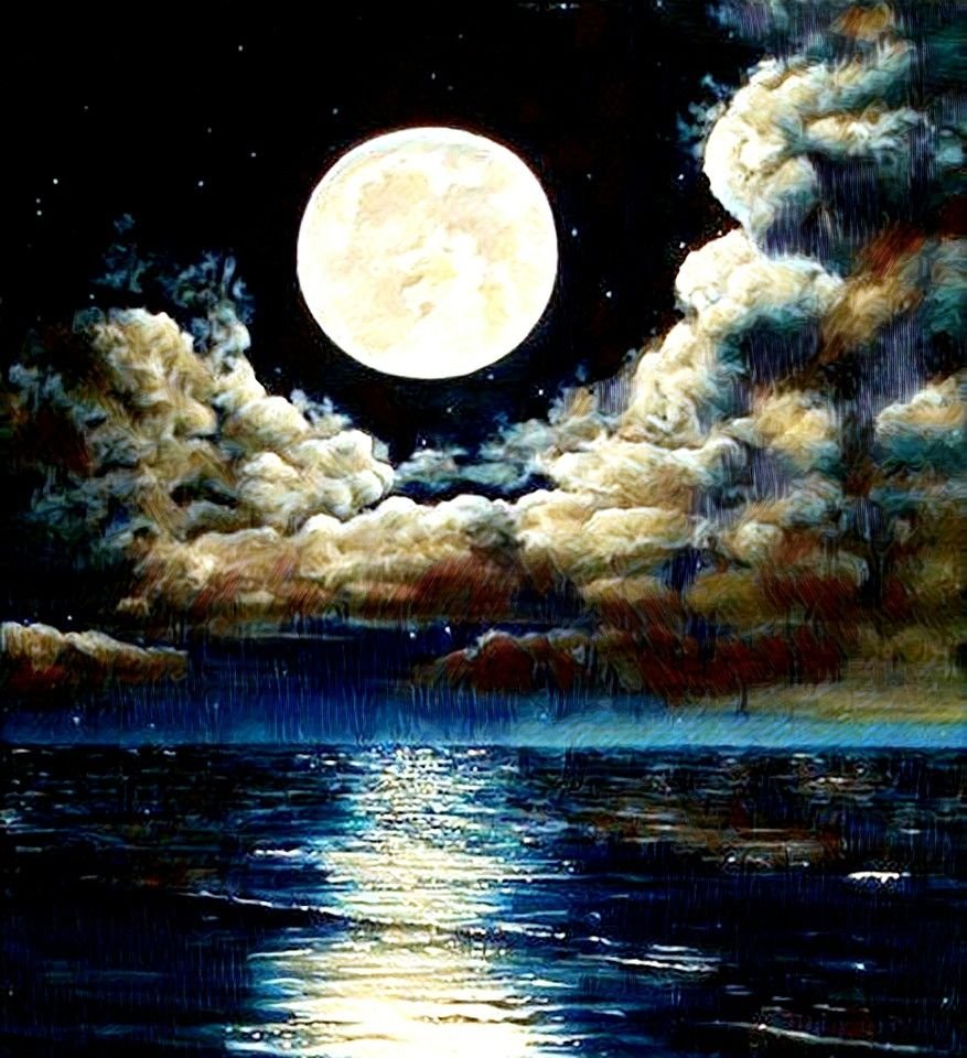 Картина небо луна. Келехсаев художник картины Лунная ночь. Лунные пейзажи в живописи. Лунная ночь. Луна и море.
