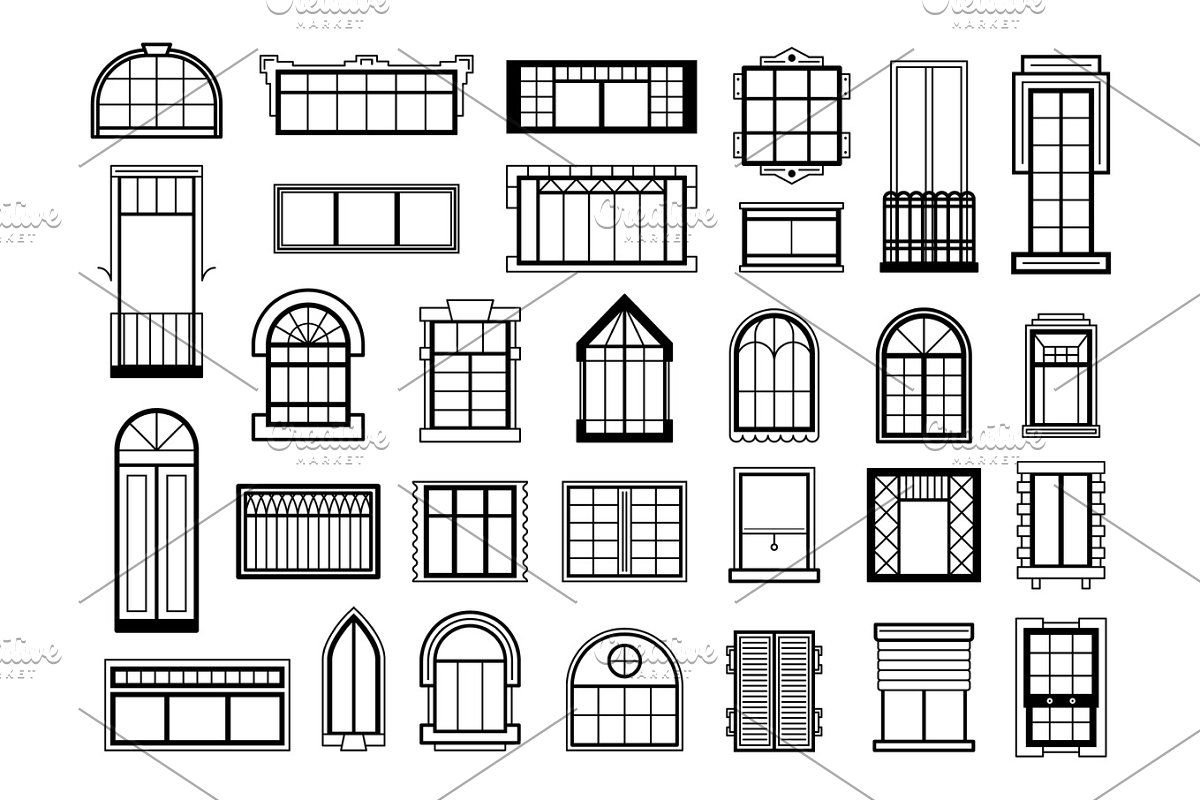 Фасад с окнами вектор
