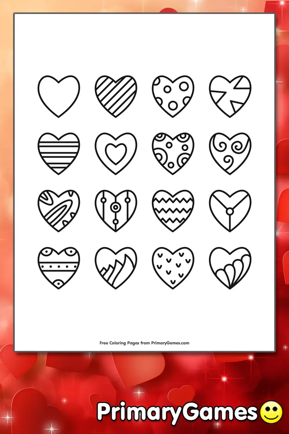 Сердечки для раскрашивания маленькие