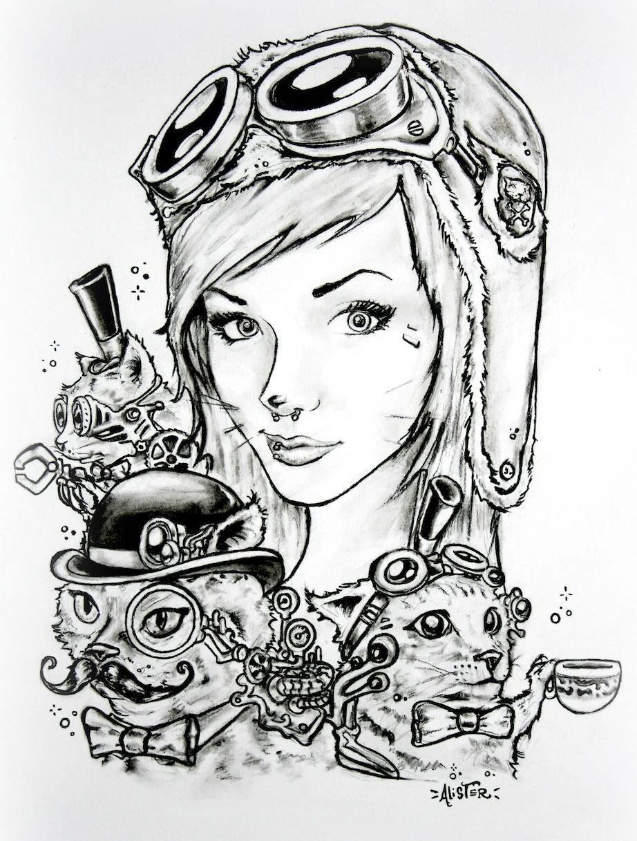 Тату в стиле киберпанк стимпанк