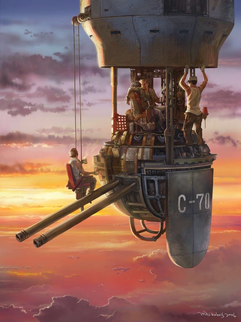 Дизельпанк боевой дирижабль арт