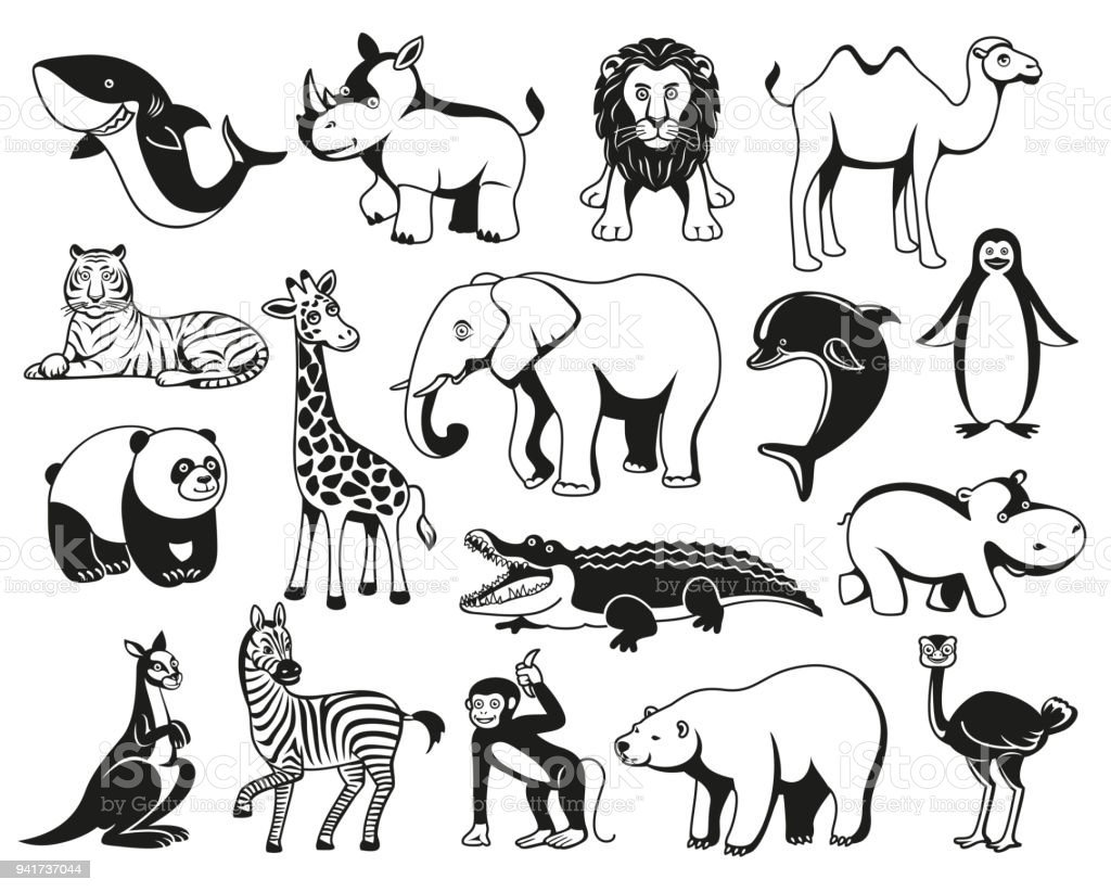 Силуэты экзотических животных