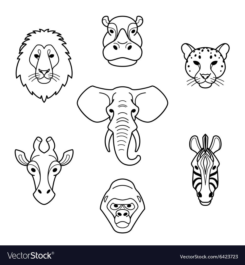 Силуэты мордочек животных для детей