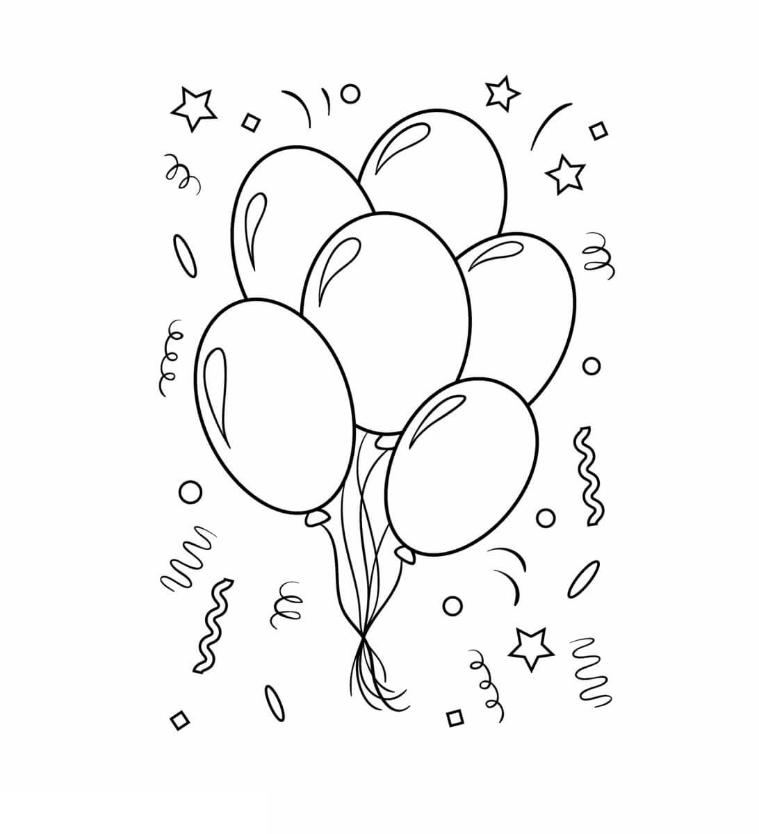 Дети с шарами раскраска