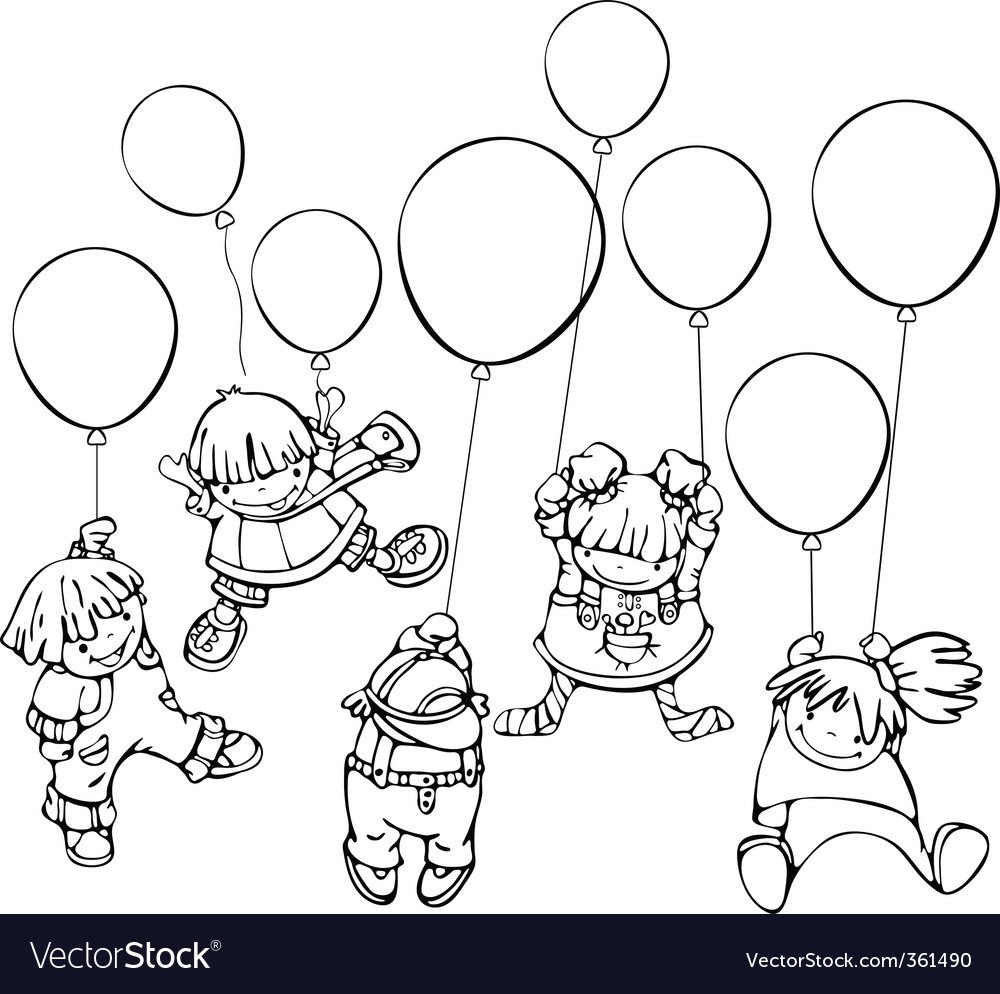 Клоун с воздушными шариками раскраска