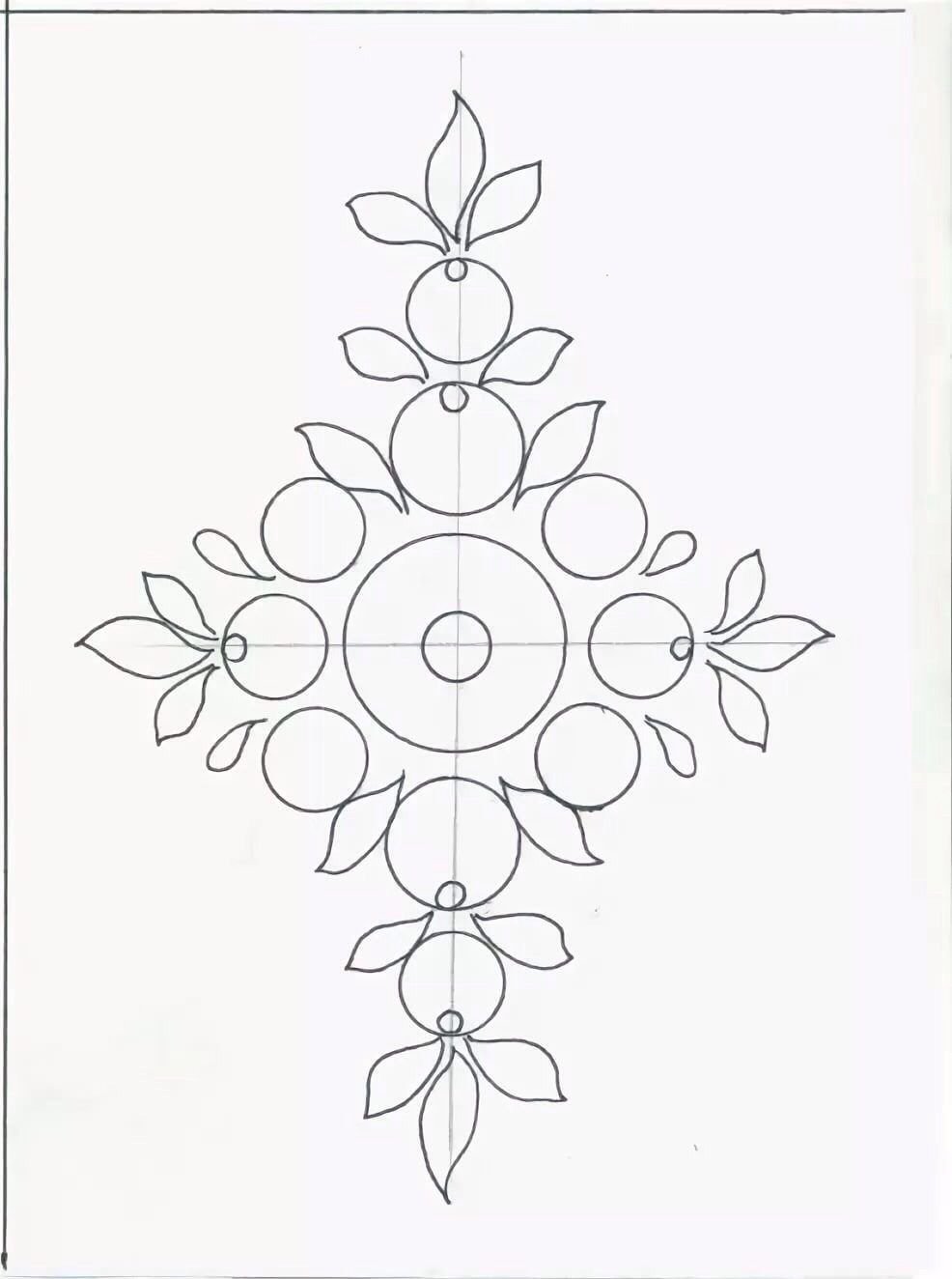 Городецкий узор на прозрачном фоне