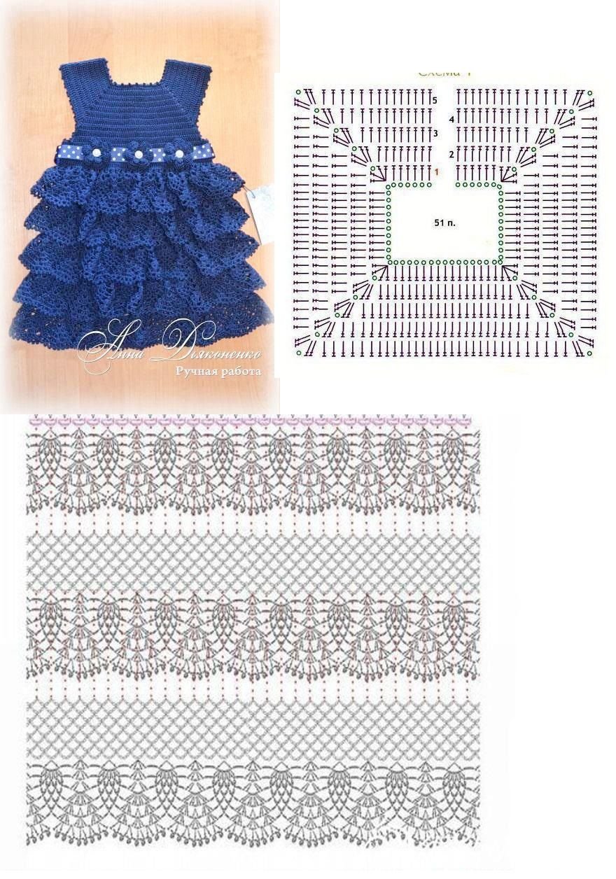 Платье для девочки крючком схемы