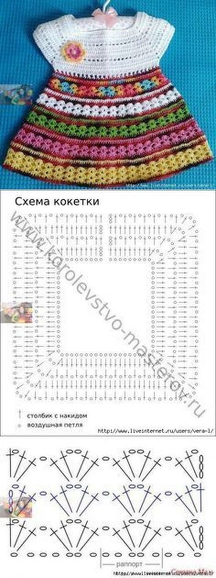 Вяжем кокетку крючком для детского платья снизу