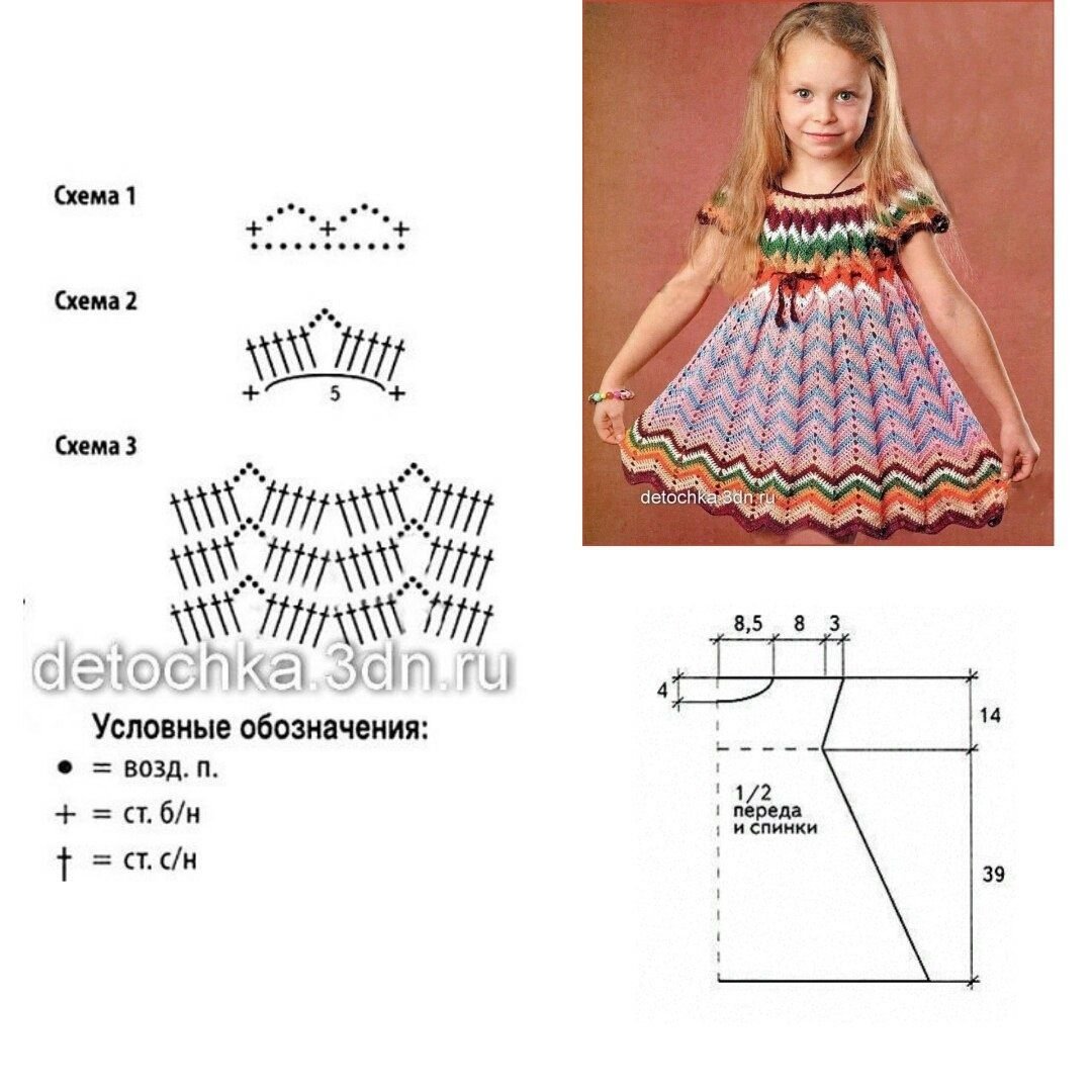 Вязаное платье из ириса на девочку