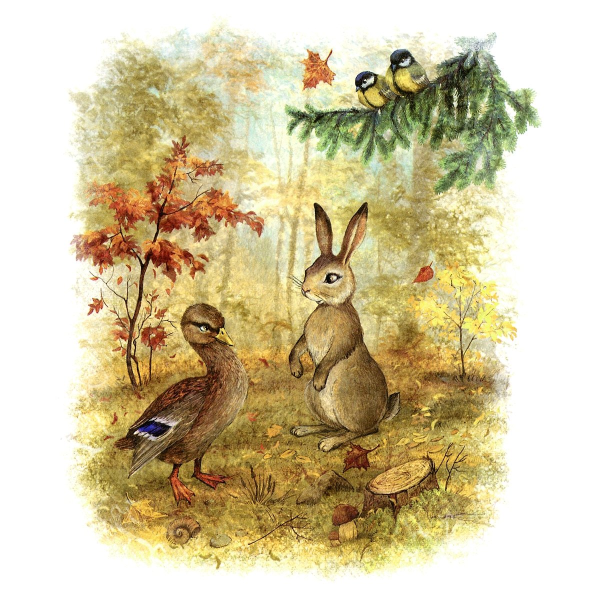 Раскраска заяц под деревом