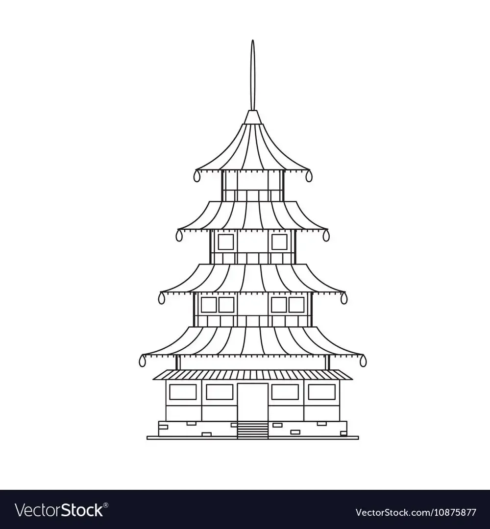 Буддийский храм карандашом