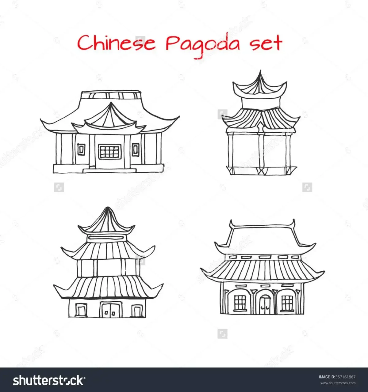 Китайский домик контур