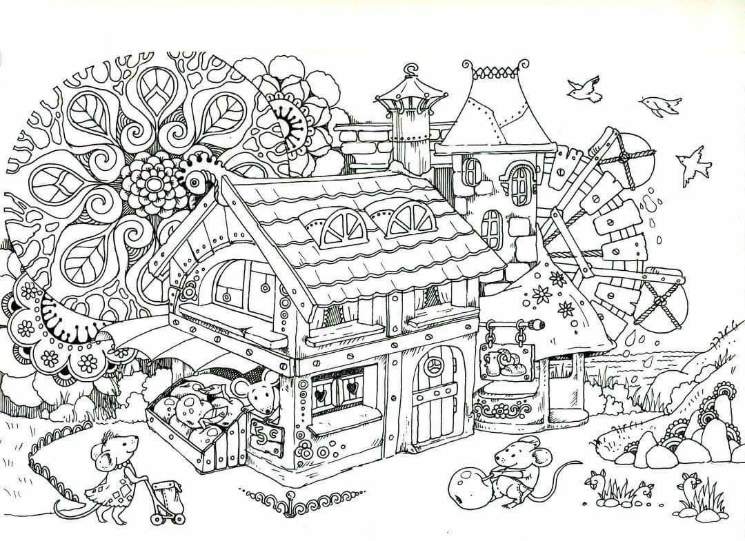 Раскраски антистресс домики
