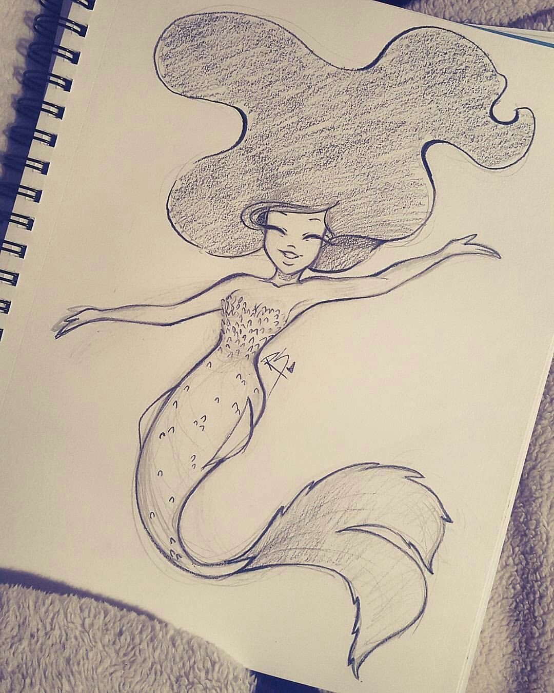 Русалка рисунок для срисовки