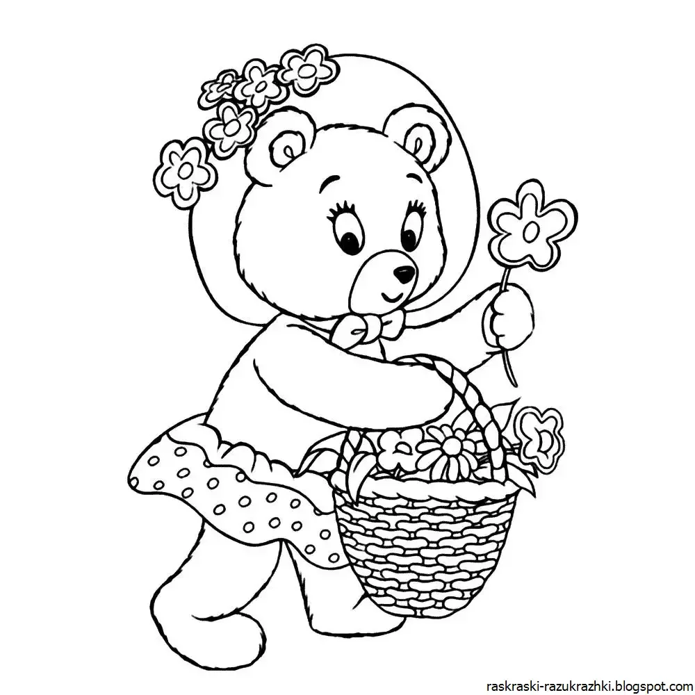 Раскраска мишка с медом для детей