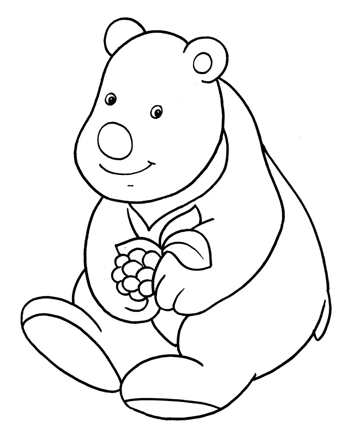 Раскраска Медведица с медвежатами для детей