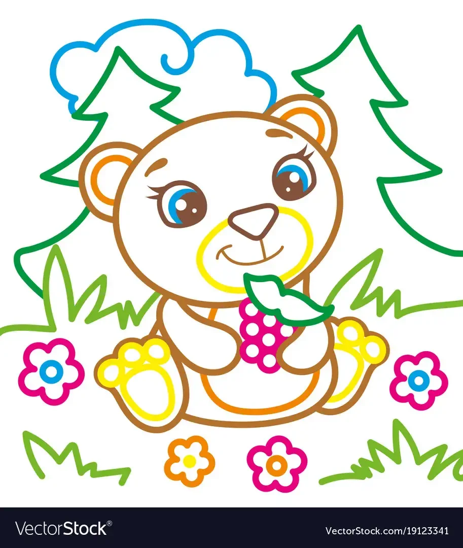 Медведь сказочный раскраска