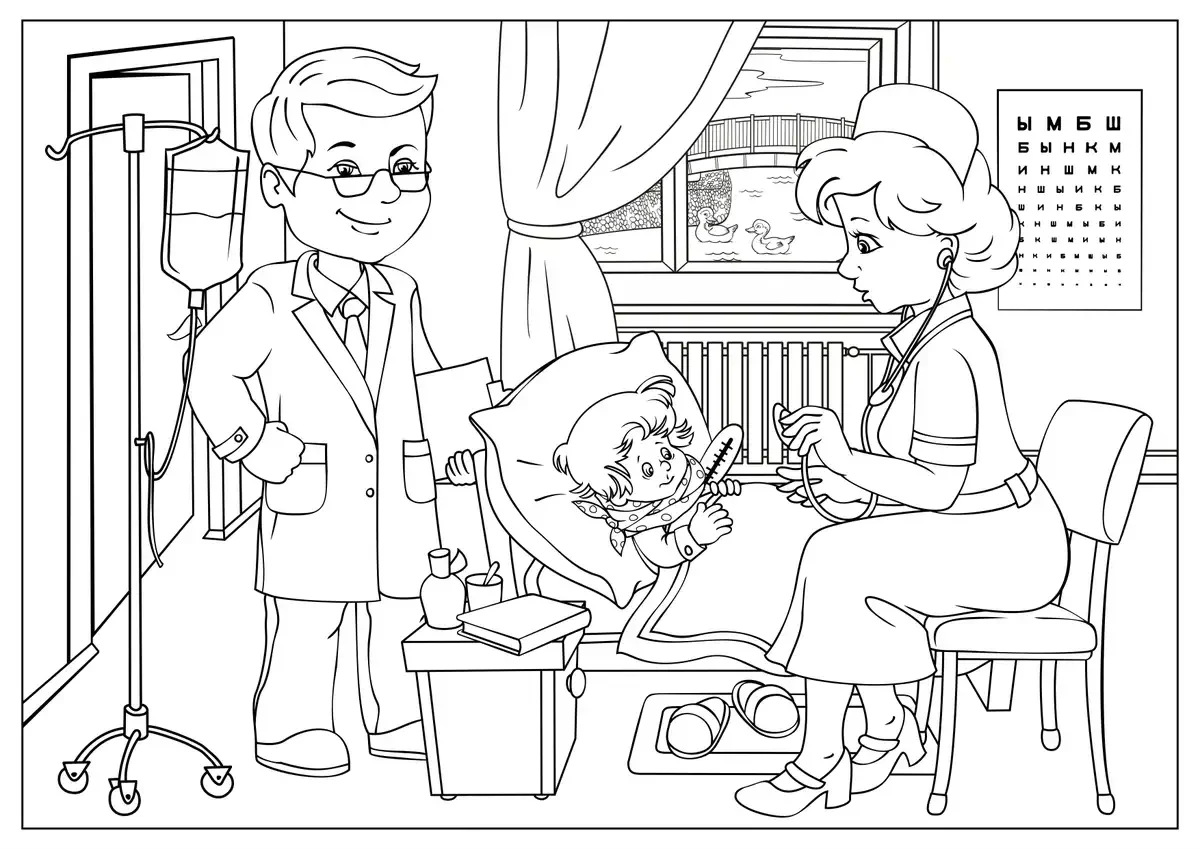 Раскраска добрый доктор