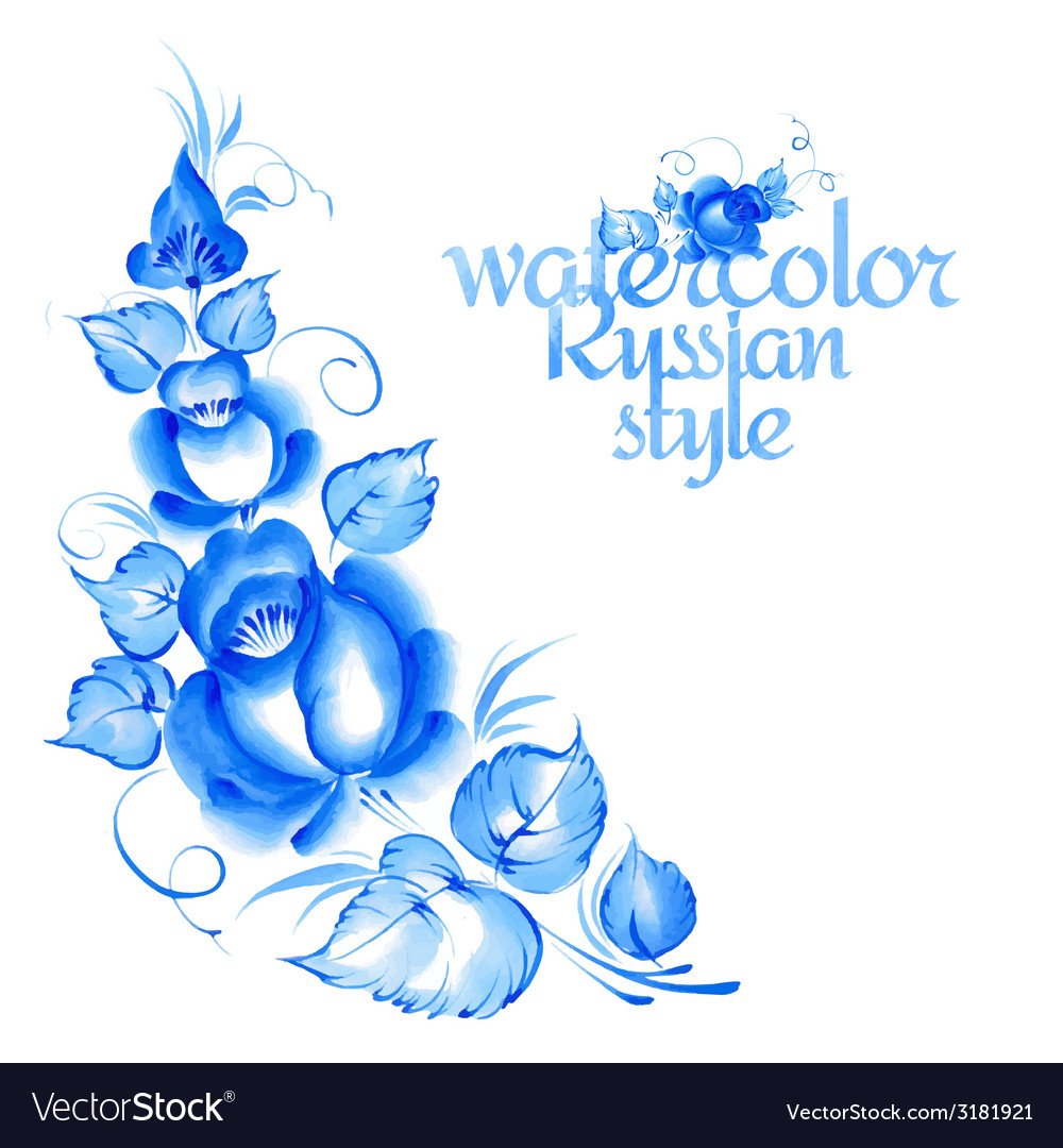 Угловой орнамент в стиле Гжель