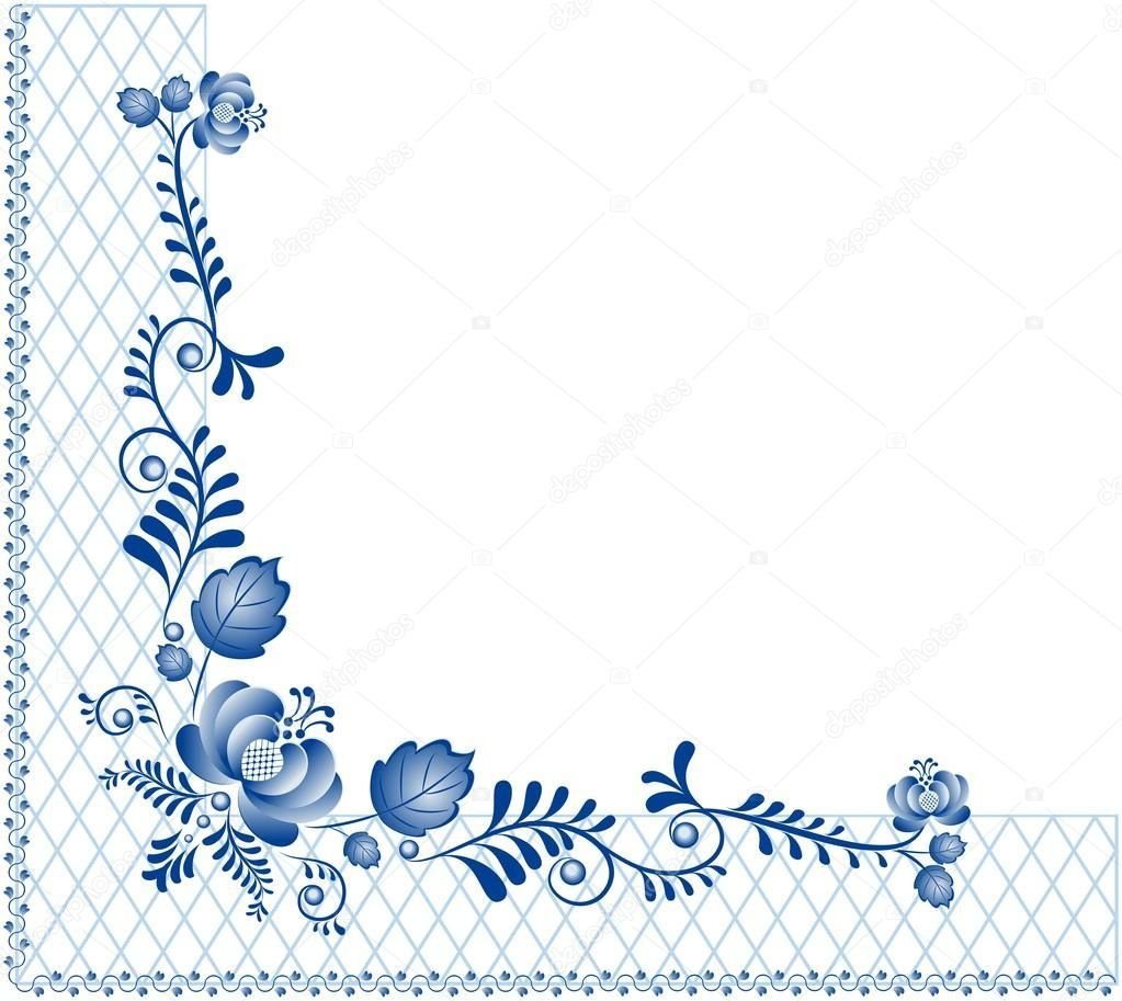 Гжельская роспись рамка