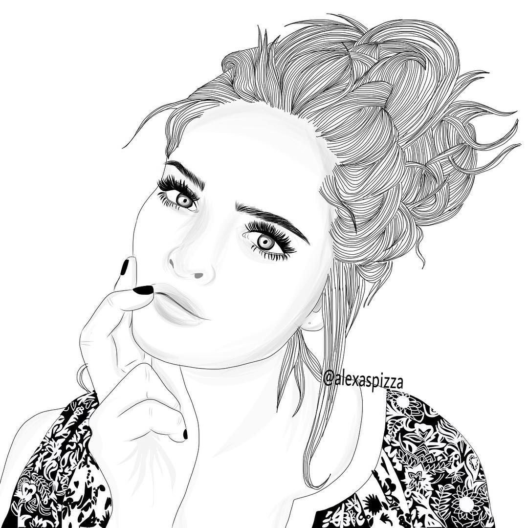Рисунки чёрно белые девушки