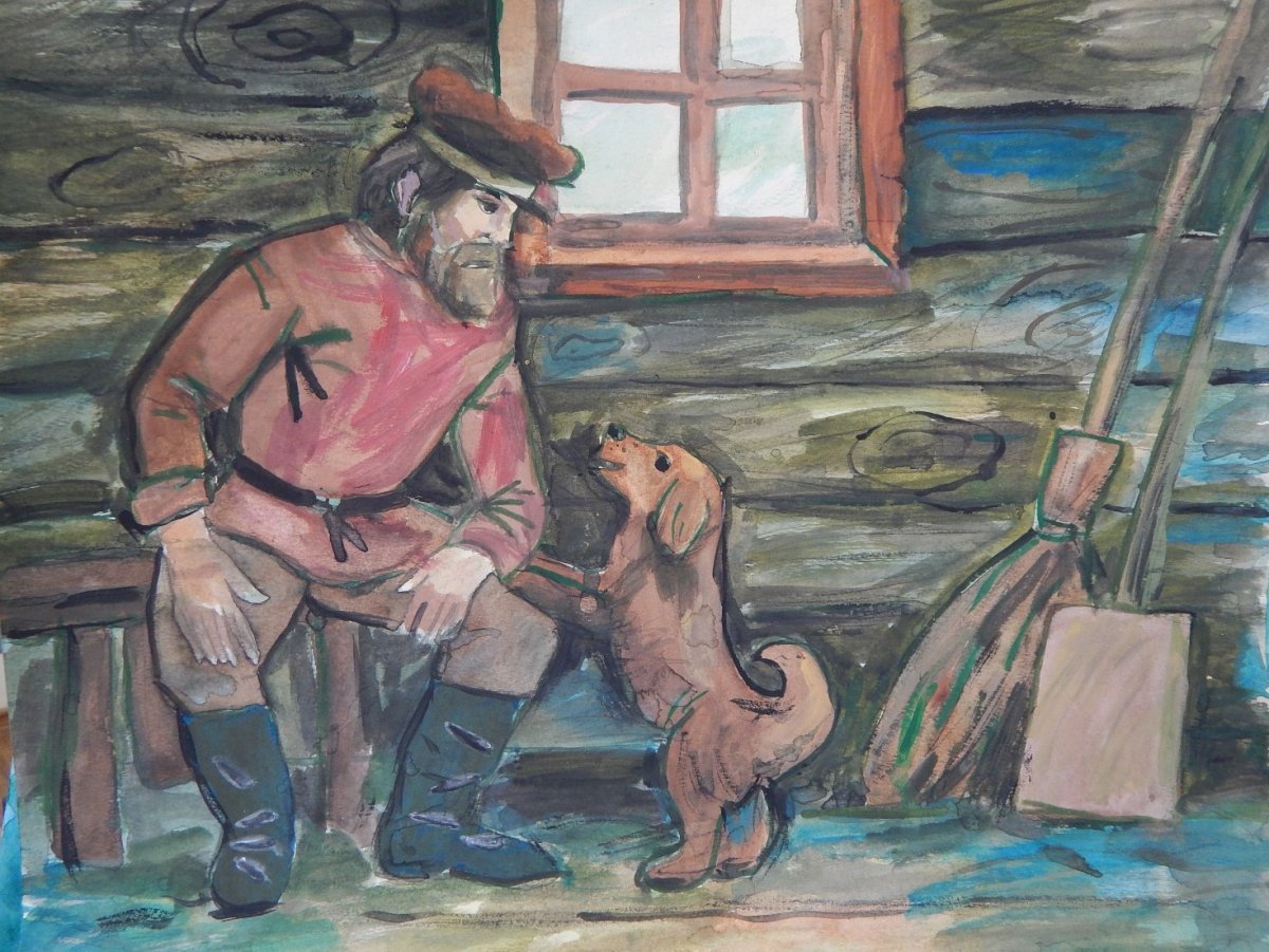 Дворник с метлой