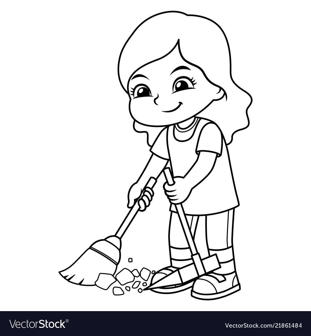 Раскраски для девочек уборка