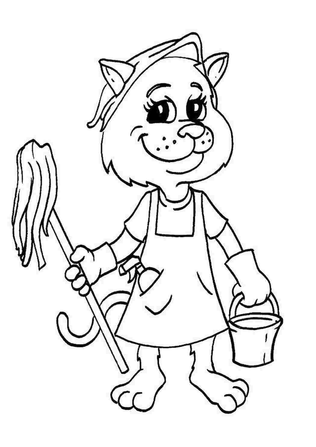 Раскраска уборщица