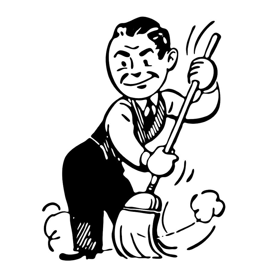 Уборка рисунок черно белый