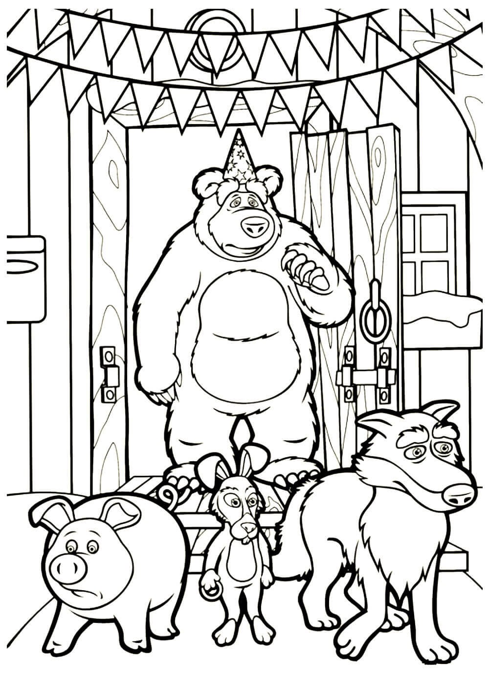 Медведь из Маши и медведя раскраска