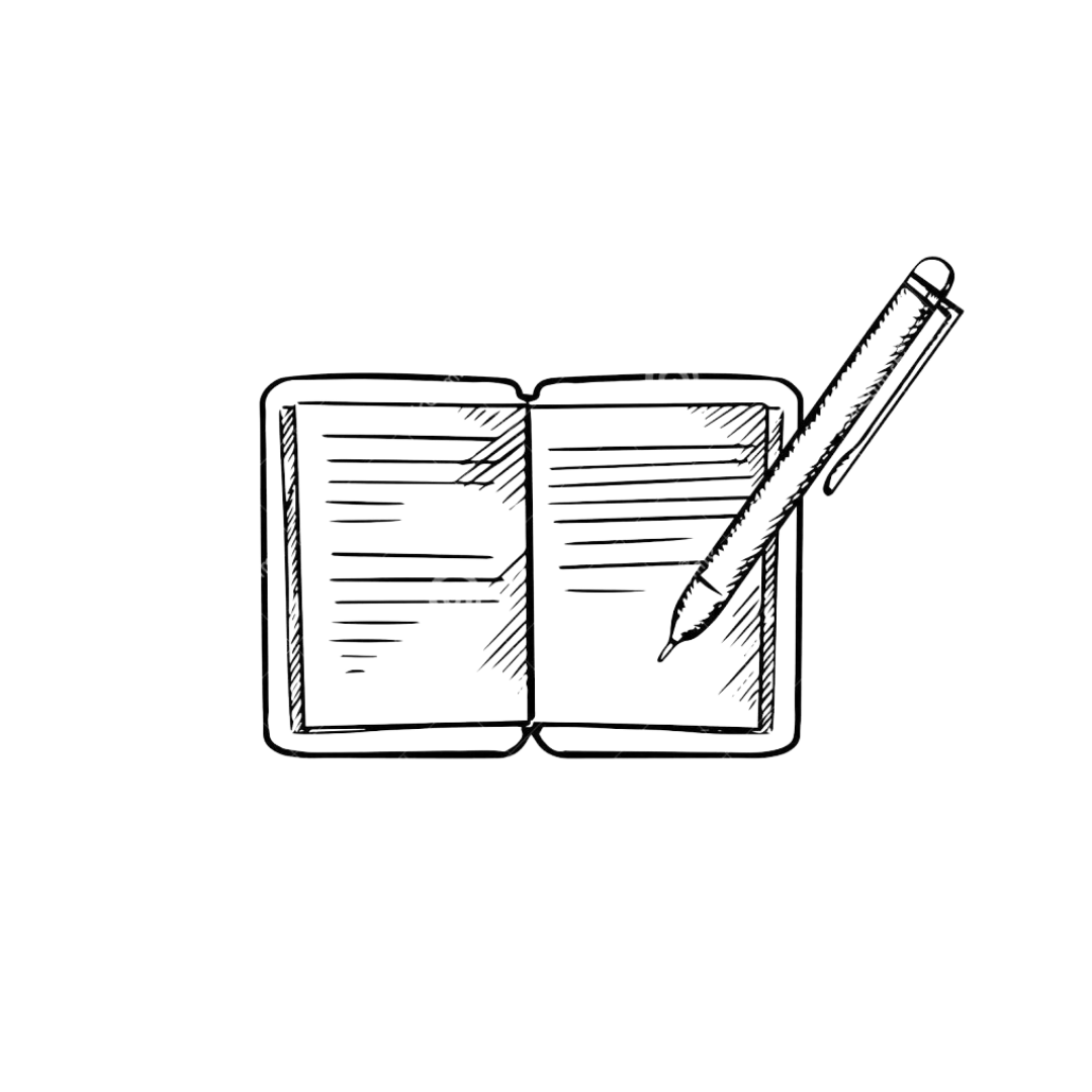 Ручка и тетрадь эскиз карандашом