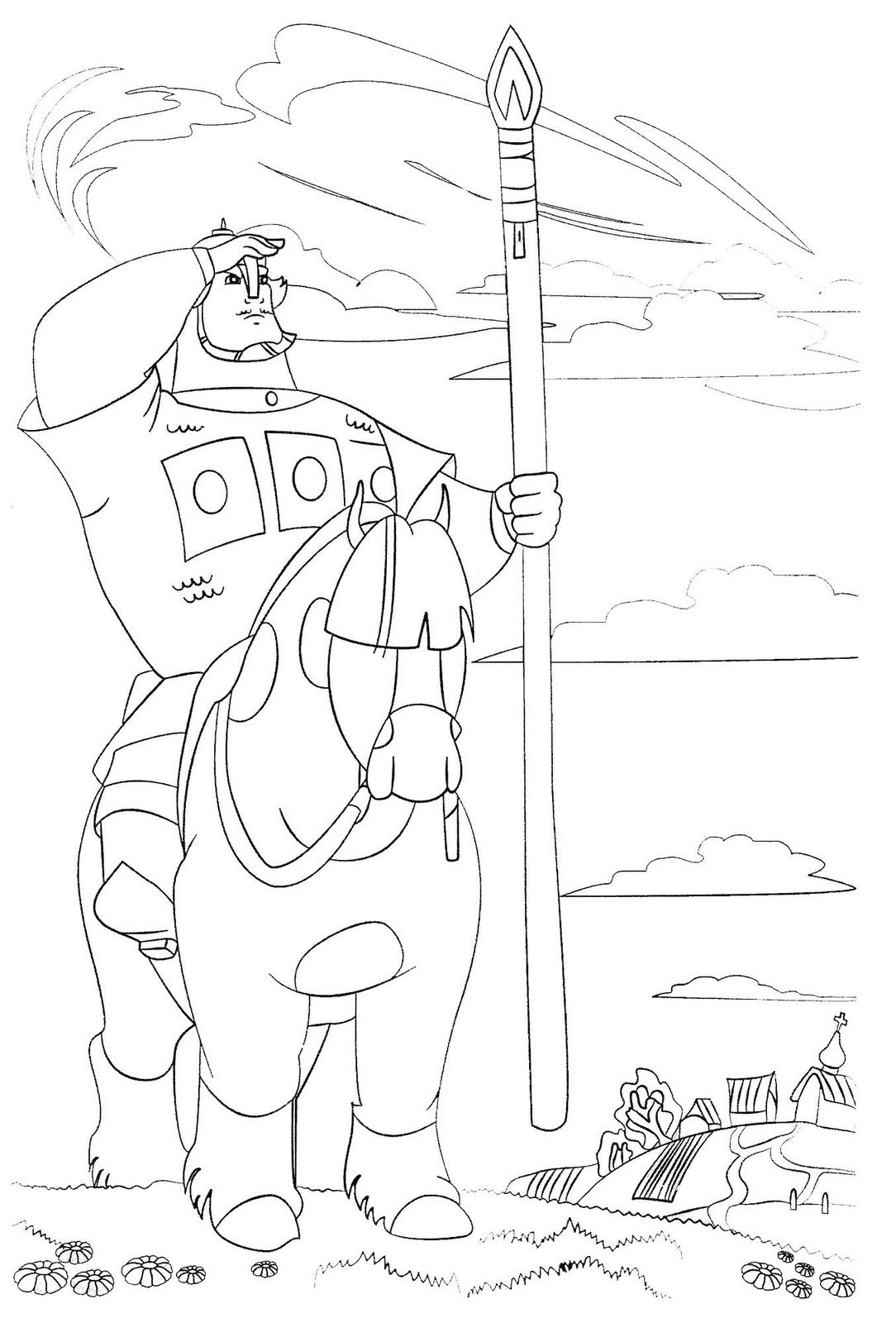 Рыцарь Лула замок лошадь вектор